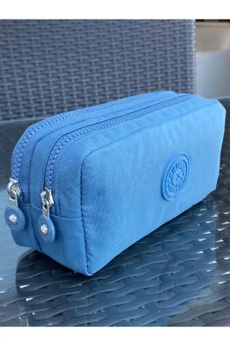 Klinkır Suya Dayanıklı Klinkır Kumaş Yıkanabilir Iki Bölmeli Kalemlik Kalem Kutusu Cüzdan Tipi-kobaltmavi 