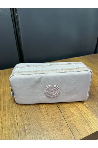 Klinkır Suya Dayanıklı Klinkır Kumaş Yıkanabilir Iki Bölmeli Kalemlik Kalem Kutusu Cüzdan Tipi-krem - RKY SERENITY (1)