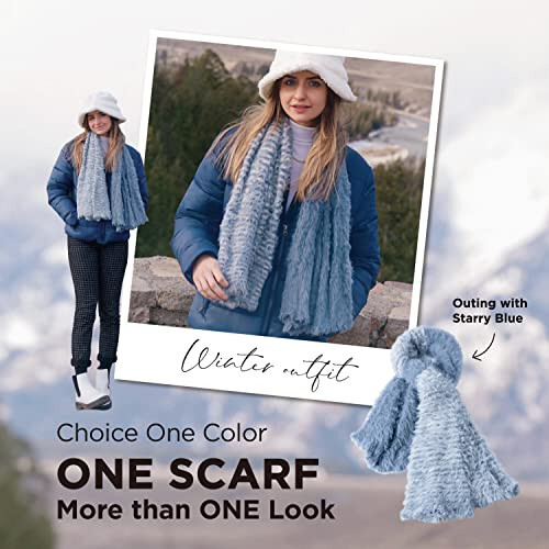 KM CHOICE ONE Scarf: Faux Fur Infinity Scarfs or Shawl Wraps for Women Winter Warm, Soft & Fluffy Scarf in Gift Box - 1