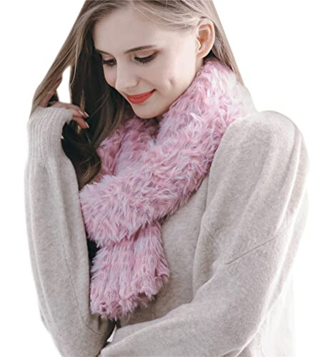 KM CHOICE ONE Scarf: Faux Fur Infinity Scarfs or Shawl Wraps for Women Winter Warm, Soft & Fluffy Scarf in Gift Box - 3