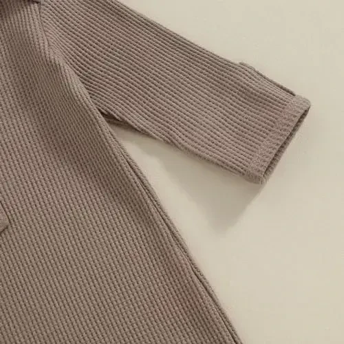 KMBANGI Комплект для новорожденных мальчиков и девочек: платье с узлом, шапочка, слип с длинными рукавами и пуговицами, спальный мешок с варежками. - 5