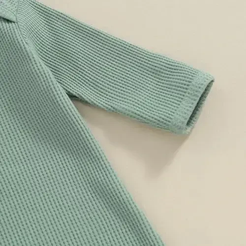 KMBANGI Newborn Baby Boys Girls Knotted Gown Hat Set Long Sleeve Button Infant Sleeper Baby Sleep Gown with Mittens - 5