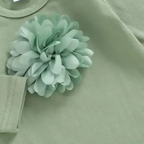 KMBANGI Newborn Baby Boys Girls Knotted Gown Hat Set Long Sleeve Crew Neck 3D Flower Infant Sleeper Baby Sleep Gown - 4