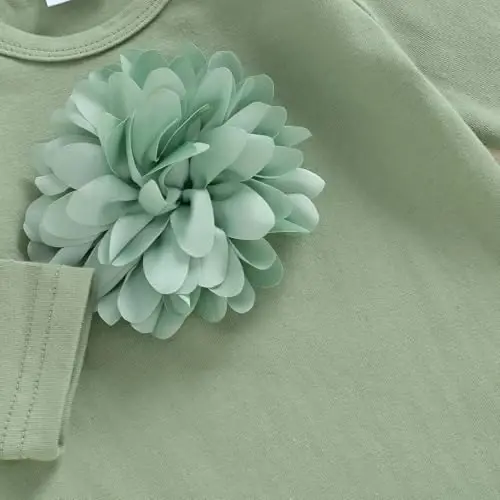 KMBANGI Newborn Baby Boys Girls Knotted Gown Hat Set Long Sleeve Crew Neck 3D Flower Infant Sleeper Baby Sleep Gown - 4