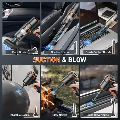 KMM Handheld Car Vacuum Cleaner, 9000Pa Vacuum Cleaner and Air Duster - 4