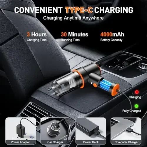 KMM Handheld Car Vacuum Cleaner, 9000Pa Vacuum Cleaner and Air Duster - 5