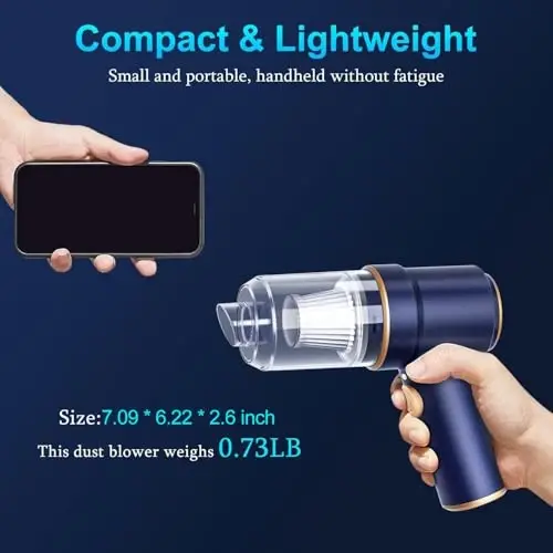 KMM qo'lda avtomobil changyutgichi, 9000Pa changyutgich va havo purkagich, 120W yuqori quvvatli qo'lda changyutgich, LED yoritgich va avtomobil, uy, ofis, uy hayvonlari uchun mo'ljallangan ko'p sonli nozullar - 5