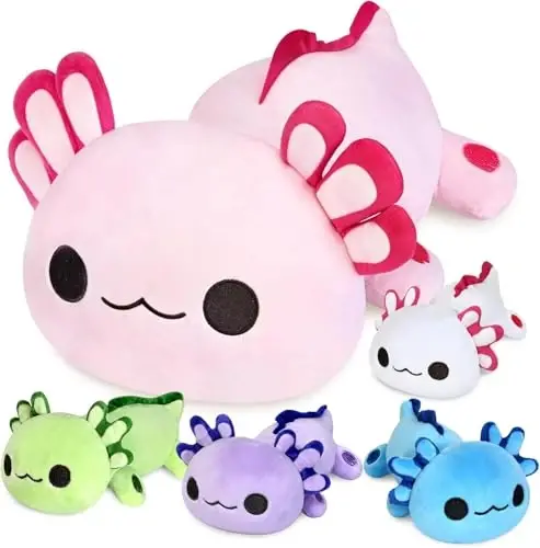 KMUYSL Axolotl Plush Toys for Ages 0 1 2 3 4 5 6 7 8+ Year Old Boys Girls- Axolotl Mommy Stuffed Animal with 4 Baby Axolotls in Her Tummy, Christmas Birthday Gifts for Baby, Toddler, Kids - 1
