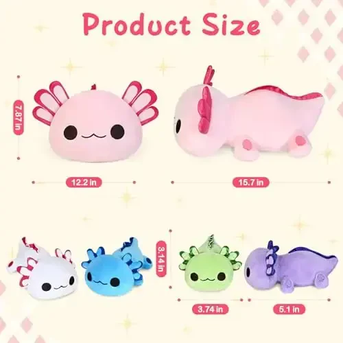 KMUYSL 0 1 2 3 4 5 6 7 8+ yoshdagi o'g'il qizlar uchun Axolotl Plush o'yinchoqlari - Qornida 4 ta Axolotl bolasi bo'lgan Axolotl Mommy yumshoq o'yinchoq, Chaqaloq, go'dak, bolalar uchun Rojdestvo tug'ilgan kun sovg'alari - 5