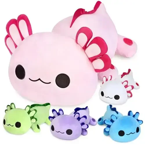 KMUYSL Axolotl Plush Toys for Ages 0 1 2 3 4 5 6 7 8+ Year Old Boys Girls- Axolotl Mommy Stuffed Animal with 4 Baby Axolotls in Her Tummy, Christmas Birthday Gifts for Baby, Toddler, Kids - 6