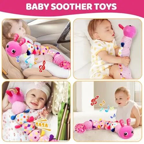 KMUYSL Baby Montessori Toys 0-6 6-12 Months, Sensory Music Animal Stuffed Toy for 0 1 2 3 4 5 6+ Months, Plush Toy with Crinkle and Rattles for Infant Newborn, Tummy Time Toys Gifts for 0-3-6-12 Month - 3