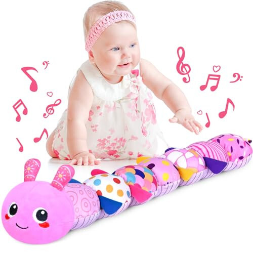 KMUYSL Baby Montessori Toys 0-6 6-12 Months, Sensory Music Animal Stuffed Toy for 0 1 2 3 4 5 6+ Months, Plush Toy with Crinkle and Rattles for Infant Newborn, Tummy Time Toys Gifts for 0-3-6-12 Month - 8