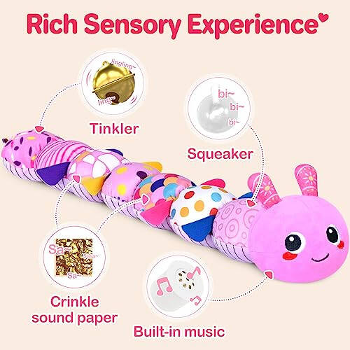 KMUYSL Baby Montessori Toys 0-6 6-12 Months, Sensory Music Animal Stuffed Toy for 0 1 2 3 4 5 6+ Months, Plush Toy with Crinkle and Rattles for Infant Newborn, Tummy Time Toys Gifts for 0-3-6-12 Month - 10