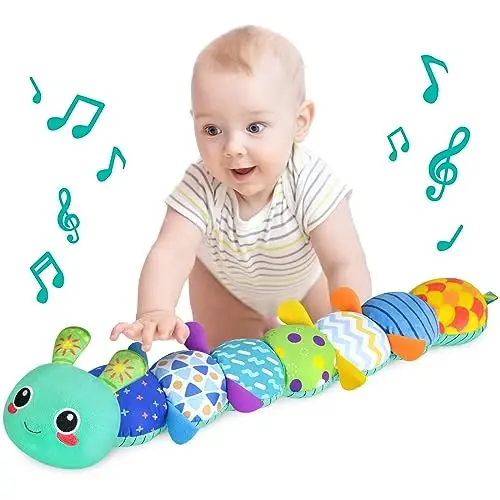 KMUYSL Baby Toys 0-6 6-12 Months, Sensory Music Animal Stuffed Toy for 0 1 2 3 4 5 6+ Months, Plush Toy with Crinkle and Rattles for Infant Newborn, Tummy Time Toys Gifts for 0-3-6-12 Month - 1