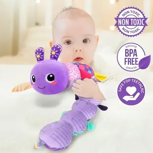 KMUYSL Baby Toys 0-6 6-12 Months, Sensory Music Animal Stuffed Toy for 0 1 2 3 4 5 6+ Months, Plush Toy with Crinkle and Rattles for Infant Newborn, Tummy Time Toys Gifts for 0-3-6-12 Month - 5