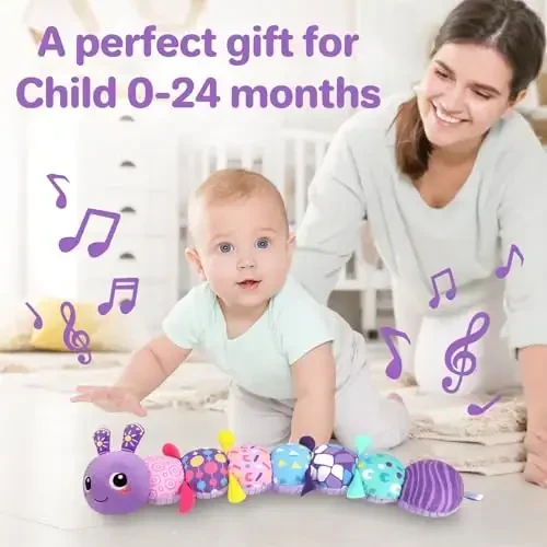 KMUYSL Baby Toys 0-6 6-12 Months, Sensory Music Animal Stuffed Toy for 0 1 2 3 4 5 6+ Months, Plush Toy with Crinkle and Rattles for Infant Newborn, Tummy Time Toys Gifts for 0-3-6-12 Month - 6