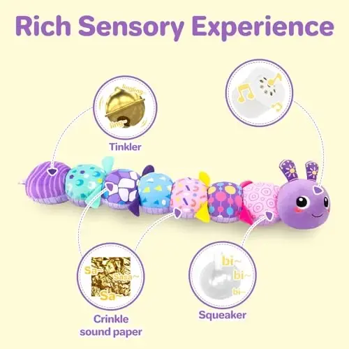 KMUYSL Baby Toys 0-6 6-12 Months, Sensory Music Animal Stuffed Toy for 0 1 2 3 4 5 6+ Months, Plush Toy with Crinkle and Rattles for Infant Newborn, Tummy Time Toys Gifts for 0-3-6-12 Month - 2