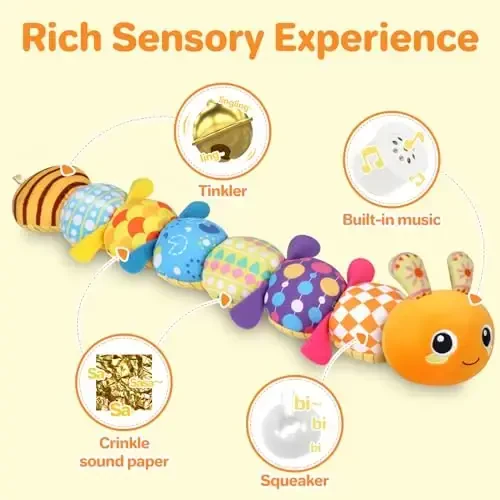 KMUYSL Baby Toys 0-6 6-12 Months, Sensory Music Animal Stuffed Toy for 0 1 2 3 4 5 6+ Months, Plush Toy with Crinkle and Rattles for Infant Newborn, Tummy Time Toys Gifts for 0-3-6-12 Month - 2