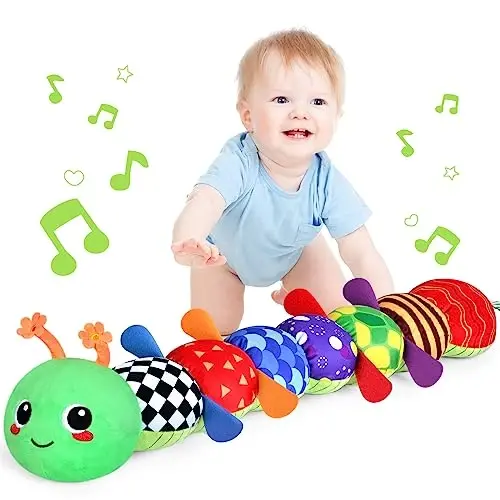 KMUYSL Baby Toys 0-6 6-12 Months, Sensory Music Animal Stuffed Toy for 0 1 2 3 4 5 6+ Months, Plush Toy with Crinkle and Rattles for Infant Newborn, Tummy Time Toys Gifts for 0-3-6-12 Month 