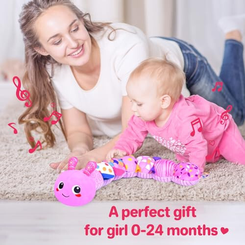 KMUYSL Baby Toys 0-6 6-12 Months, Sensory Music Animal Stuffed Toy for 0 1 2 3 4 5 6+ Months, Plush Toy with Crinkle and Rattles for Infant Newborn, Tummy Time Toys Gifts for 0-3-6-12 Month - 12