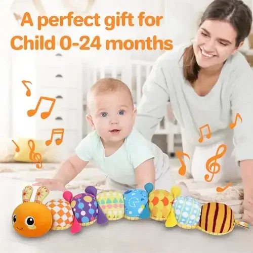 KMUYSL Baby Toys 0-6 6-12 Months, Sensory Music Animal Stuffed Toy for 0 1 2 3 4 5 6+ Months, Plush Toy with Crinkle and Rattles for Infant Newborn, Tummy Time Toys Gifts for 0-3-6-12 Month - 6