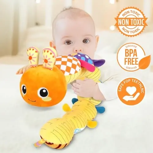 KMUYSL Baby Toys 0-6 6-12 Months, Sensory Music Animal Stuffed Toy for 0 1 2 3 4 5 6+ Months, Plush Toy with Crinkle and Rattles for Infant Newborn, Tummy Time Toys Gifts for 0-3-6-12 Month - 5