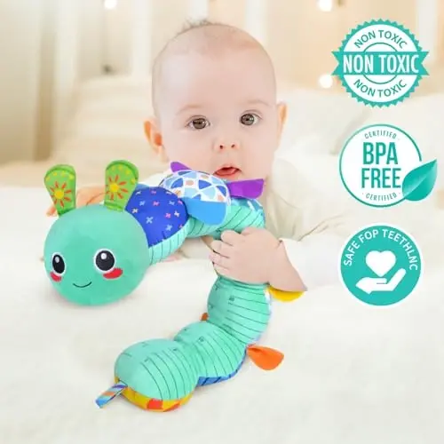 KMUYSL Baby Toys 0-6 6-12 Months, Sensory Music Animal Stuffed Toy for 0 1 2 3 4 5 6+ Months, Plush Toy with Crinkle and Rattles for Infant Newborn, Tummy Time Toys Gifts for 0-3-6-12 Month - 4
