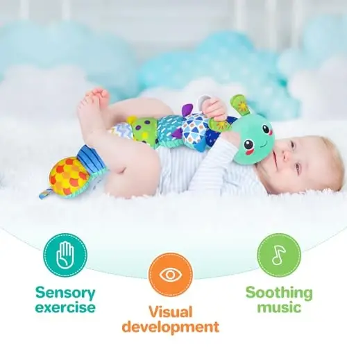 KMUYSL Baby Toys 0-6 6-12 Months, Sensory Music Animal Stuffed Toy for 0 1 2 3 4 5 6+ Months, Plush Toy with Crinkle and Rattles for Infant Newborn, Tummy Time Toys Gifts for 0-3-6-12 Month - 5