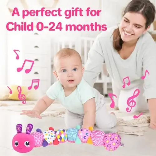 KMUYSL Baby Toys 0-6 6-12 Months, Sensory Music Animal Stuffed Toy for 0 1 2 3 4 5 6+ Months, Plush Toy with Crinkle and Rattles for Infant Newborn, Tummy Time Toys Gifts for 0-3-6-12 Month - 3