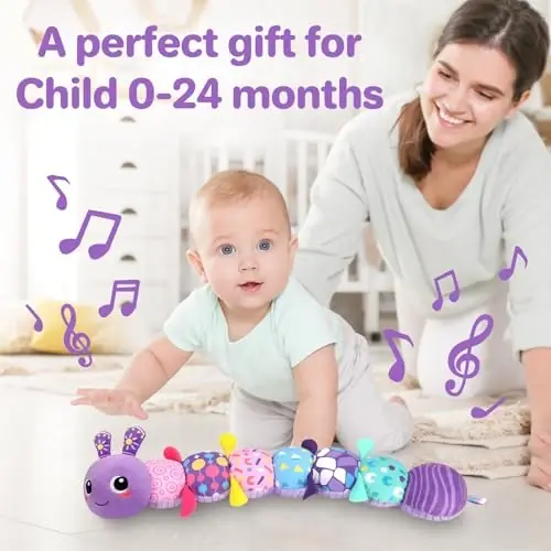 KMUYSL Baby Toys 0-6 6-12 Months, Sensory Music Animal Stuffed Toy for 0 1 2 3 4 5 6+ Months, Plush Toy with Crinkle and Rattles for Infant Newborn, Tummy Time Toys Gifts for 0-3-6-12 Month - 6