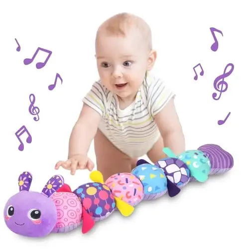 KMUYSL Baby Toys 0-6 6-12 Months, Sensory Music Animal Stuffed Toy for 0 1 2 3 4 5 6+ Months, Plush Toy with Crinkle and Rattles for Infant Newborn, Tummy Time Toys Gifts for 0-3-6-12 Month 