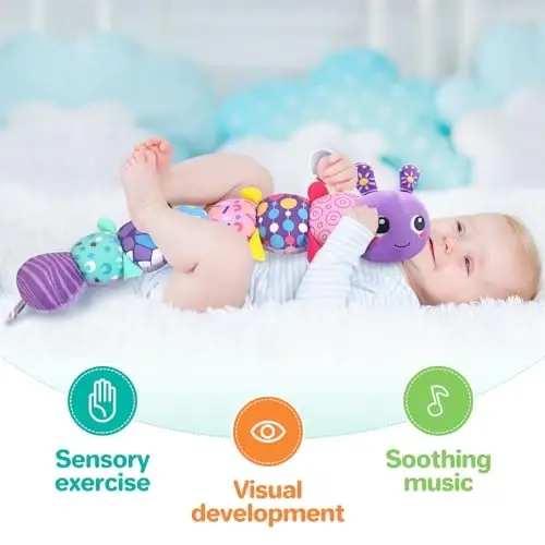 KMUYSL Baby Toys 0-6 6-12 Months, Sensory Music Animal Stuffed Toy for 0 1 2 3 4 5 6+ Months, Plush Toy with Crinkle and Rattles for Infant Newborn, Tummy Time Toys Gifts for 0-3-6-12 Month - 3