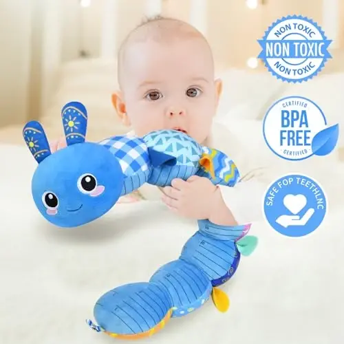 KMUYSL Baby Toys 0-6 6-12 Months, Sensory Music Animal Stuffed Toy for 0 1 2 3 4 5 6+ Months, Plush Toy with Crinkle and Rattles for Infant Newborn, Tummy Time Toys Gifts for 0-3-6-12 Month - 5