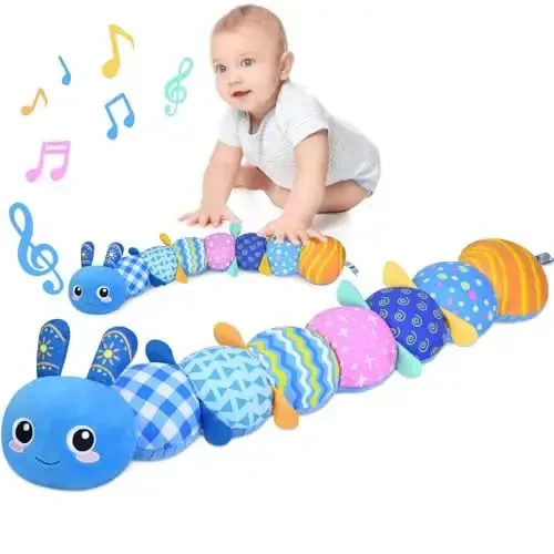 KMUYSL Baby Toys 0-6 6-12 Months, Sensory Music Animal Stuffed Toy for 0 1 2 3 4 5 6+ Months, Plush Toy with Crinkle and Rattles for Infant Newborn, Tummy Time Toys Gifts for 0-3-6-12 Month - KMUYSL