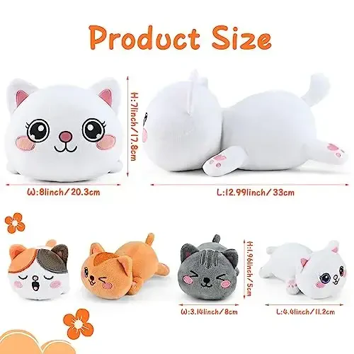 KMUYSL Cat Stuffed Animals Toys for Ages 0 1 2 3 4 5 6 7 8+ Years Old Kids - Mommy Cat with 4 Baby Kitty in Her Tummy, Idea Xmas Birthday Gifts for Baby, Toddler, Girls, Boys - 3