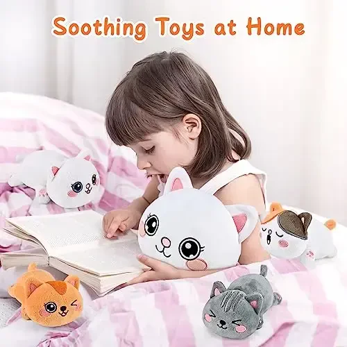 KMUYSL Cat Stuffed Animals Toys for Ages 0 1 2 3 4 5 6 7 8+ Years Old Kids - Mommy Cat with 4 Baby Kitty in Her Tummy, Idea Xmas Birthday Gifts for Baby, Toddler, Girls, Boys - 6