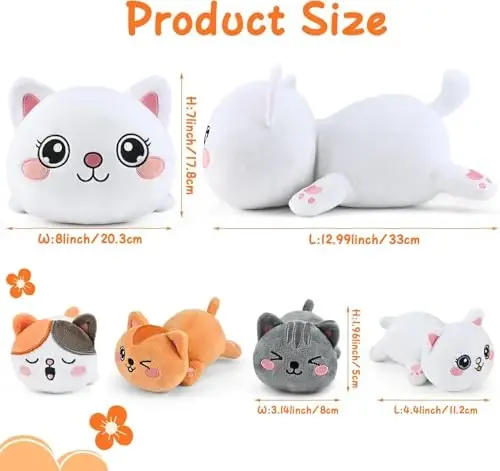KMUYSL Cat Stuffed Animals Toys for Ages 0 1 2 3 4 5 6 7 8+ Years Old Kids - Mommy Cat with 4 Baby Kitty in Her Tummy, Idea Xmas Birthday Gifts for Baby, Toddler, Girls, Boys - 3