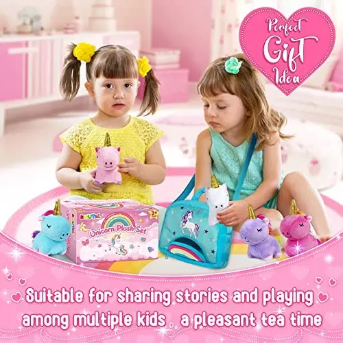 KMUYSL Toys for 18 Months+ Year Old Girls, Plush Stuffed Animal with 5 Unicorn Babies in Plush Bag Toy, Soft Plush Toys Set, Christmas Birthday Gifts for 2 3 4 5 6 7 8 Girls Boys Baby, Toddler, Kids - 5