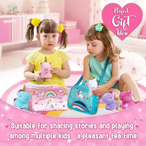 KMUYSL Toys for 18 Months+ Year Old Girls, Plush Stuffed Animal with 5 Unicorn Babies in Plush Bag Toy, Soft Plush Toys Set, Christmas Birthday Gifts for 2 3 4 5 6 7 8 Girls Boys Baby, Toddler, Kids - 5