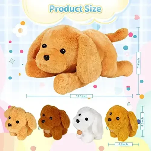 KMUYSL Puppy Stuffed Animals Toys for Ages 0 1 2 3 4 5 6 7 8+ Years Old Kids - Mommy Dog with 4 Baby Puppies in Her Tummy, Idea Xmas Birthday Gifts for Baby, Toddler, Girls, Boys - 4