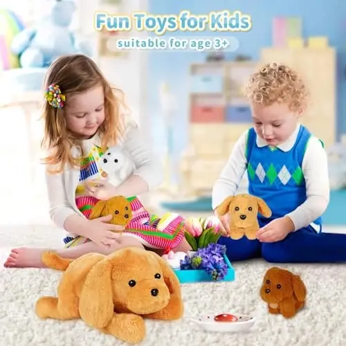 KMUYSL Puppy Stuffed Animals Toys for Ages 0 1 2 3 4 5 6 7 8+ Years Old Kids - Mommy Dog with 4 Baby Puppies in Her Tummy, Idea Xmas Birthday Gifts for Baby, Toddler, Girls, Boys - 3