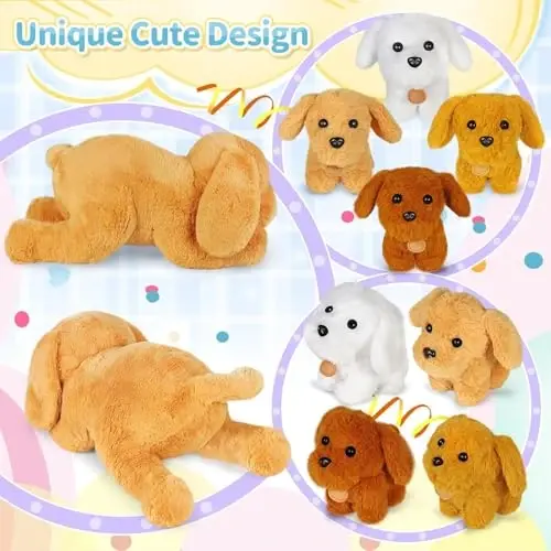 KMUYSL Puppy Stuffed Animals Toys for Ages 0 1 2 3 4 5 6 7 8+ Years Old Kids - Mommy Dog with 4 Baby Puppies in Her Tummy, Idea Xmas Birthday Gifts for Baby, Toddler, Girls, Boys - 5