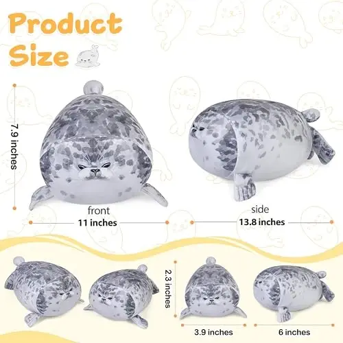 KMUYSL Toys for Ages 0 1 2 3 4 5 6 7 8+ Years - Plush Mommy Stuffed Animal with 4 Babies in Her Tummy, Soft Plush Toys Set, Christmas Birthday Gifts for Girls Boys Baby, Toddler, Kids (Seal Toys) - 4