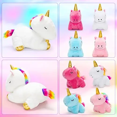 KMUYSL Toys for Girls Ages 3 4 5 6 7 8+ Years - Unicorn Mommy Stuffed Animal with 4 Baby Unicorns in Her Tummy, Soft Unicorn Plush Toys Set, Christmas Birthday Gifts for Baby, Toddler, Kids - 3
