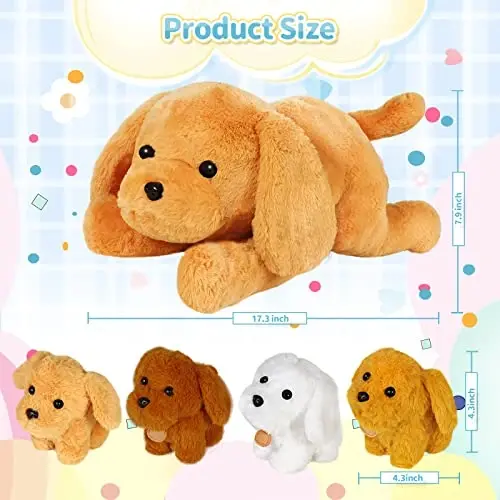KMUYSL Puppy Stuffed Animals Toys for Ages 0 1 2 3 4 5 6 7 8+ Years Old Kids - Mommy Dog with 4 Baby Puppies in Her Tummy, Idea Xmas Birthday Gifts for Baby, Toddler, Girls, Boys - 4