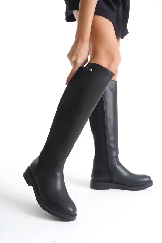 Knee-high neoprene boots - black - MİSSJENY