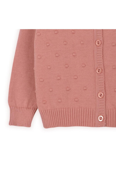 Knit Baby Girl Cardigan with Pompom Salmon - 2