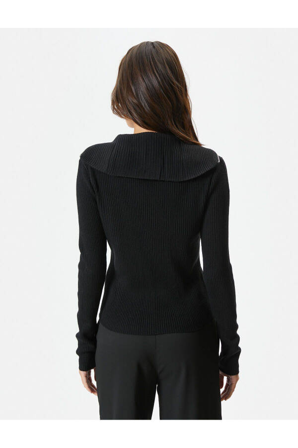 Knit Cardigan with Stand Collar, Zipper and Cashmere Slim Fit - 4