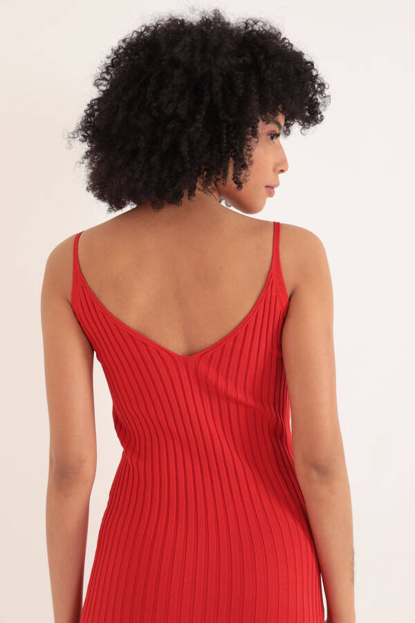 Knit Fabric Brooch Midi Women's Dress - Red - 6