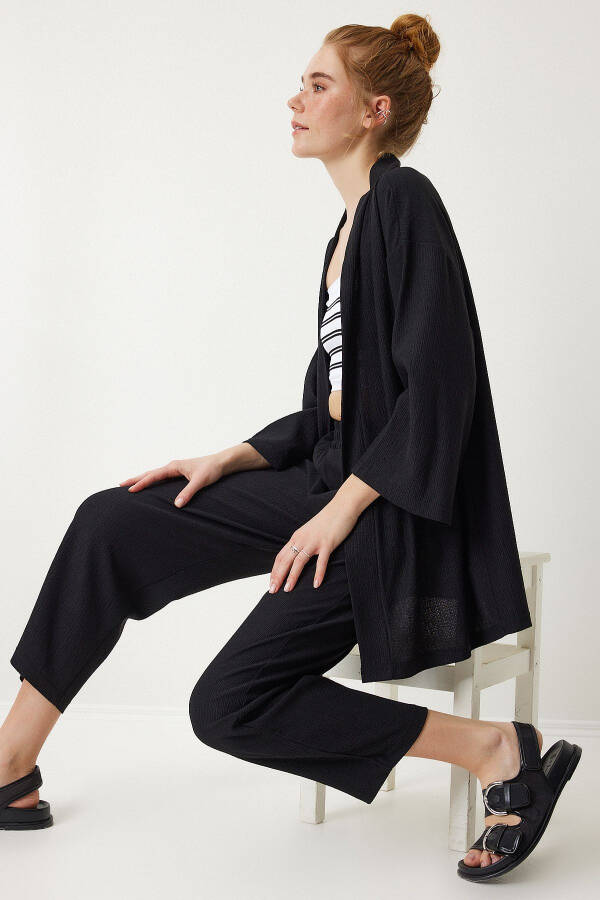 Knit Kimono Pants Set BLACK - 2